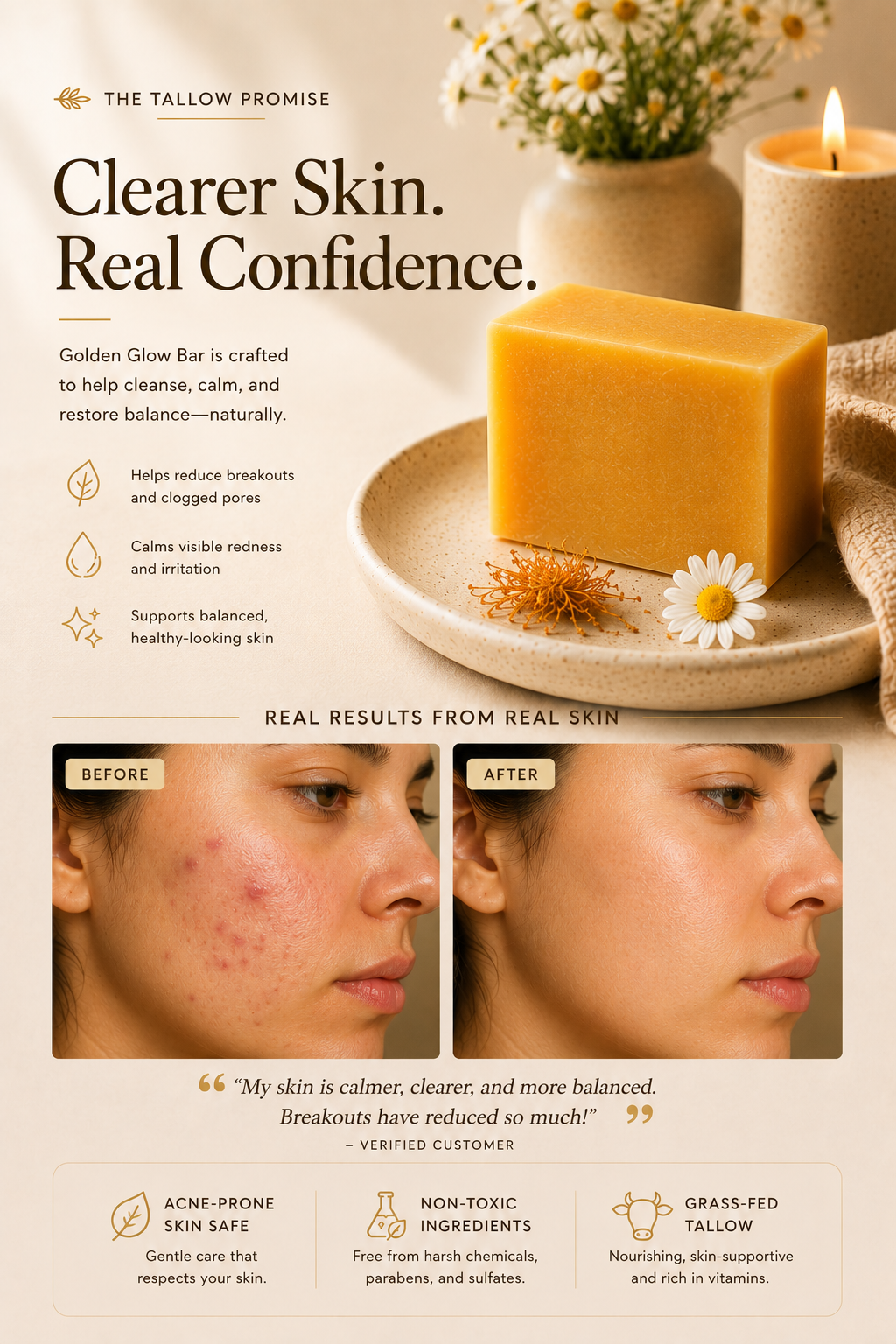 Golden Glow – Daily Acne Cleanser for Oily, Breakout-Prone Skin