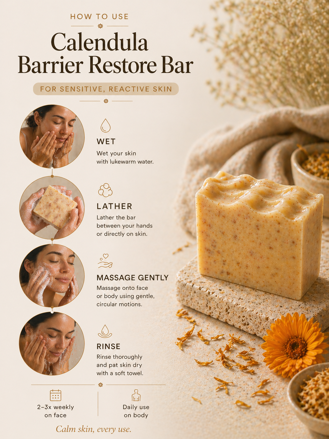 Calendula Barrier Restore – Ultra-Gentle Cleanser for Rosacea, Eczema & Reactive Ski