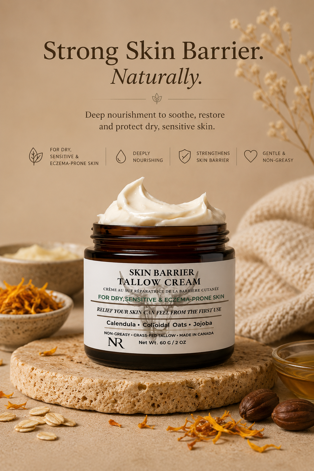 Skin Barrier Tallow Cream - For Dry, Eczema-Prone Skin