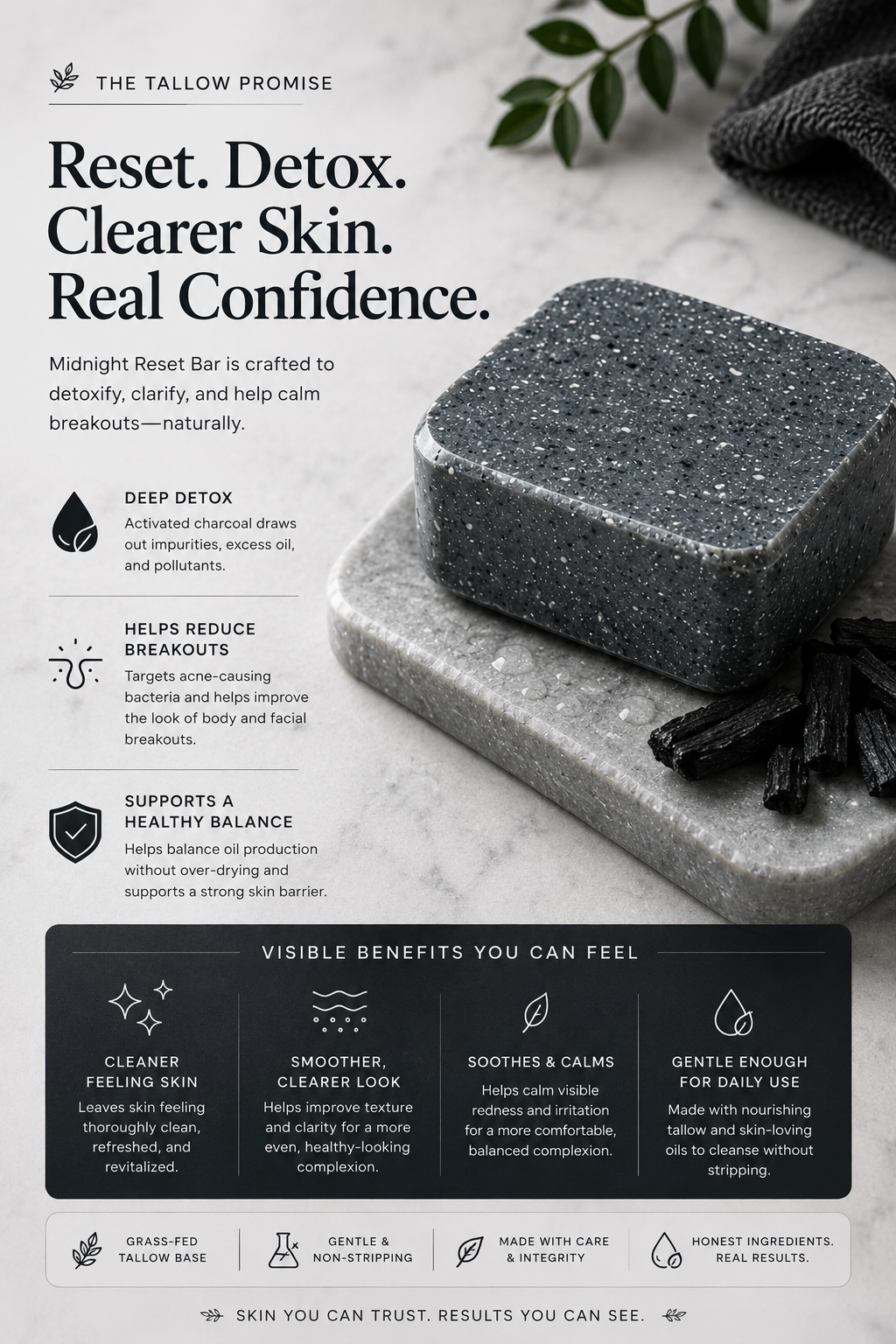 Midnight Reset – Deep Cleansing Acne Bar for Congested, Breakout-Prone Skin